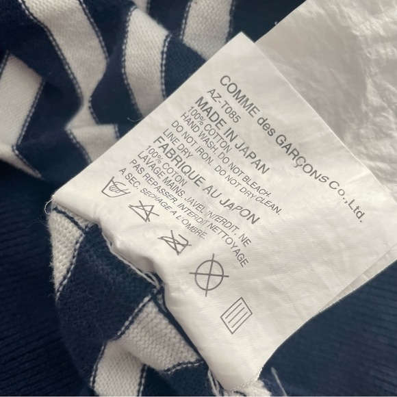 Comme Des Garcons Play Red Heart Stripped Knit Sweater Blue - Picture 6 of 8